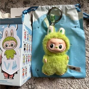Labubu Popmart pin for love green  Plush Keychain letter v